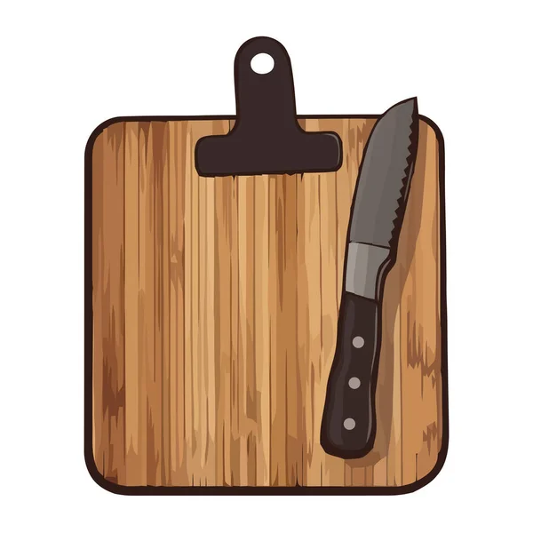Couteau Cuisine Planche Découper Icône Isolée — Image vectorielle
