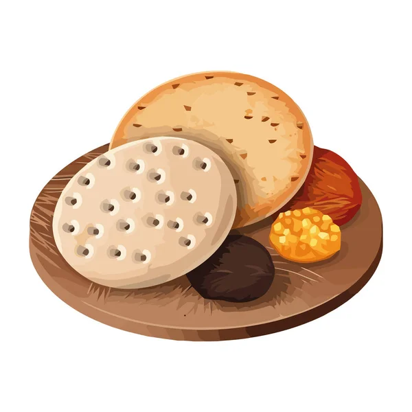 Biscuits Frais Cuits Sur Plaque Icône Vectorielle Isolé — Image vectorielle