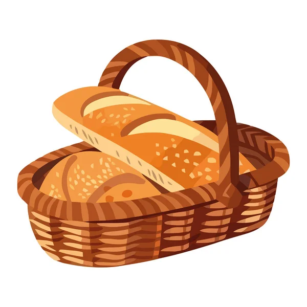 Свіжий Запечений Хліб Значка Обіду Пікніка Ізольований — стоковий вектор