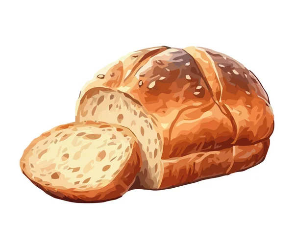 Свіжий Запечений Хліб Смачна Ікона Їжі Ізольовані — стоковий вектор