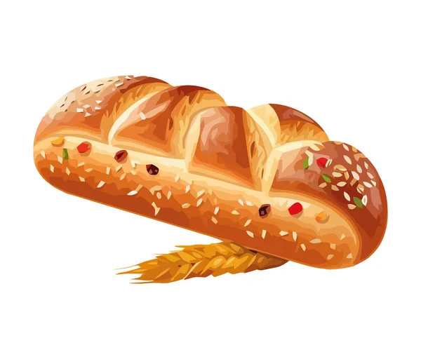 Frisch Gebackenes Brot Illustration Icon Design Isoliert — Stockvektor