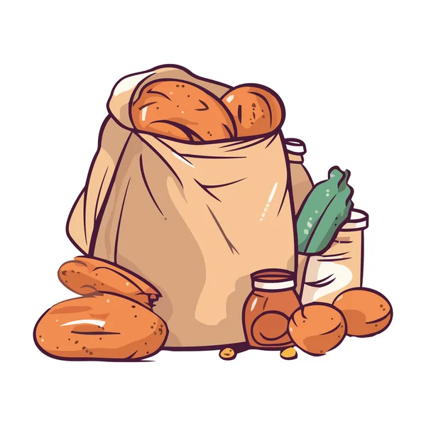 Wyizolowana Ikona Świeżego Pieczonego Chleba Soku Owoców — Wektor stockowy