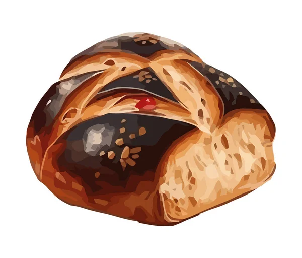 Taze Pişmiş Ekmek Tatlı Ikonu Izole Edilmiş — Stok Vektör