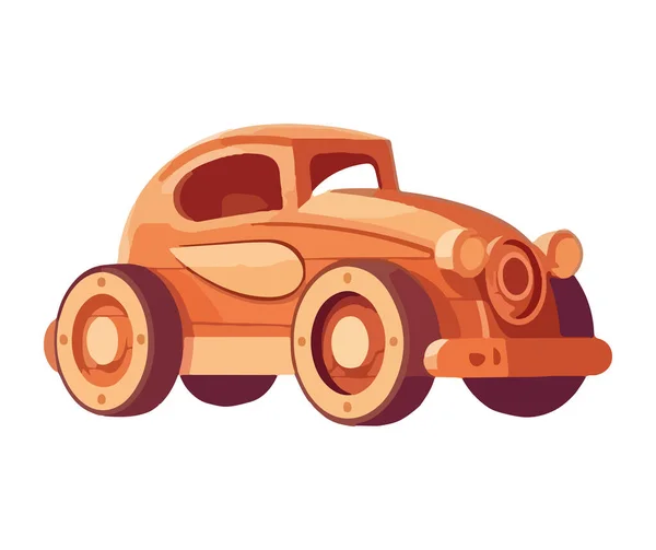 Klassische Holzauto Kindheit Spielzeug Ikone Isoliert — Stockvektor