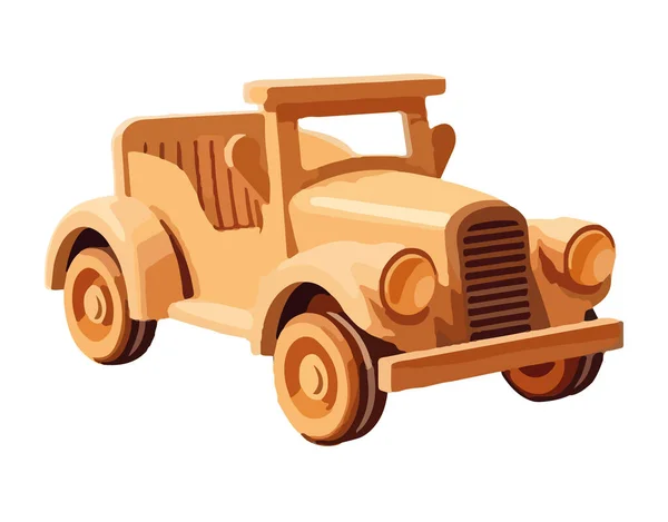Ícone Brinquedo Infância Carro Madeira Antigo Isolado —  Vetores de Stock