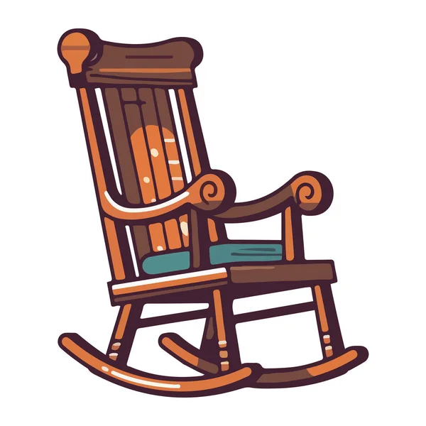Cadeira Madeira Antiga Com Travesseiro Isolado — Vetor de Stock