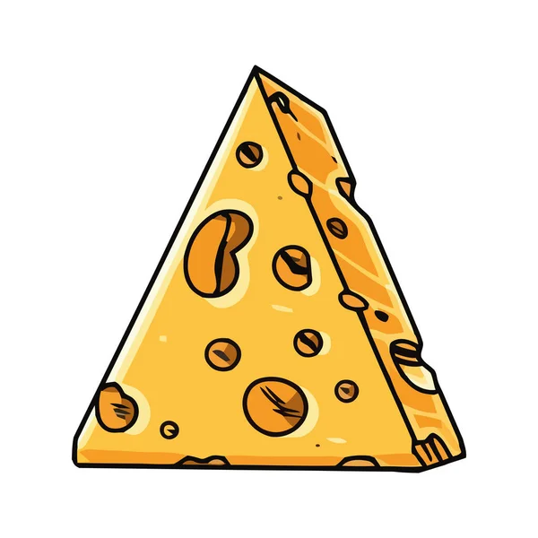 Taze Peynir Dilimi Izole Edilmiş Bir Gurme Yemek Simgesi — Stok Vektör
