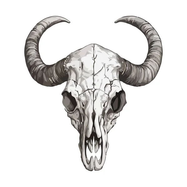 角のある牛の頭蓋骨 孤立死のデザインアイコンのシンボル — ストックベクタ