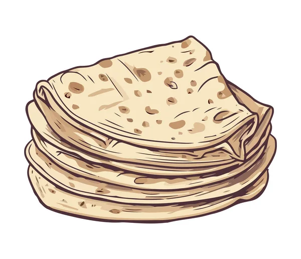 Στοίβα Από Φρέσκο Ψωμί Pita Σχέδιο Εικονίδιο Απομονωμένο — Διανυσματικό Αρχείο