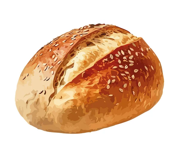 Свежеиспеченный Хлеб Здоровая Закуска Икона Органической Еды — стоковый вектор