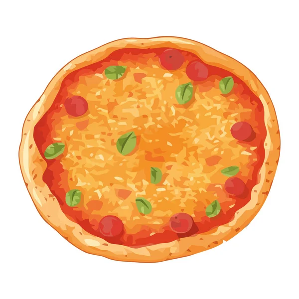 Pizza Gourmet Com Mussarela Fresca Ícone Tomate Isolado —  Vetores de Stock