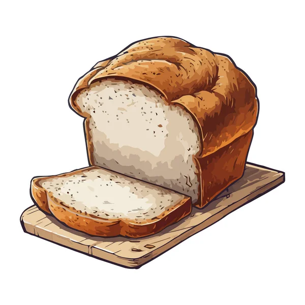 Nybakat Bröd Läcker Måltid Väntar Ikon Isolerad — Stock vektor