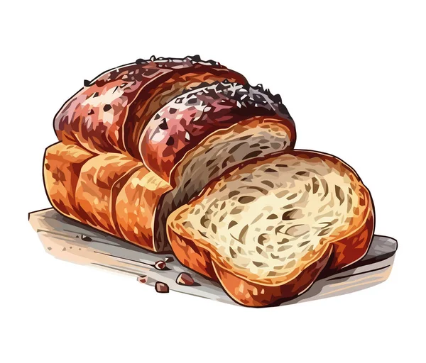 Nybakat Bröd För Lunch Ikon Isolerad — Stock vektor
