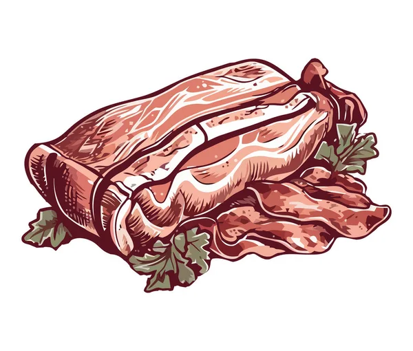 Gourmet Schweinefleisch Mit Frischen Fleischscheiben Symbol Isoliert — Stockvektor