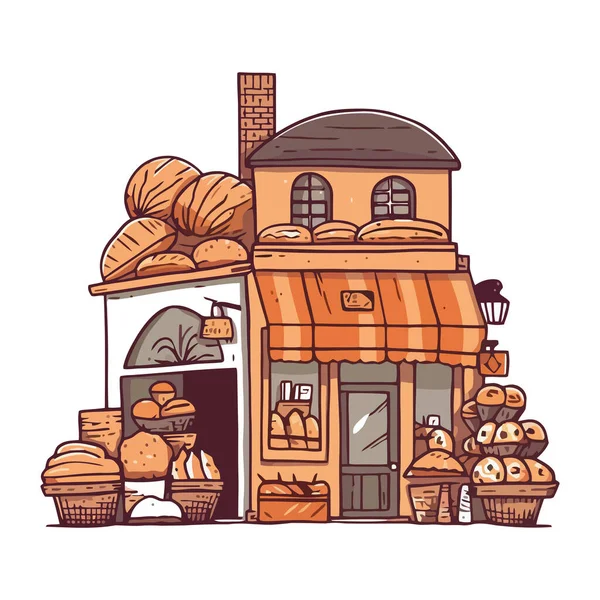 Іконка Запеченого Магазину Їжі Зовнішній Іконі Будівлі Ізольована — стоковий вектор