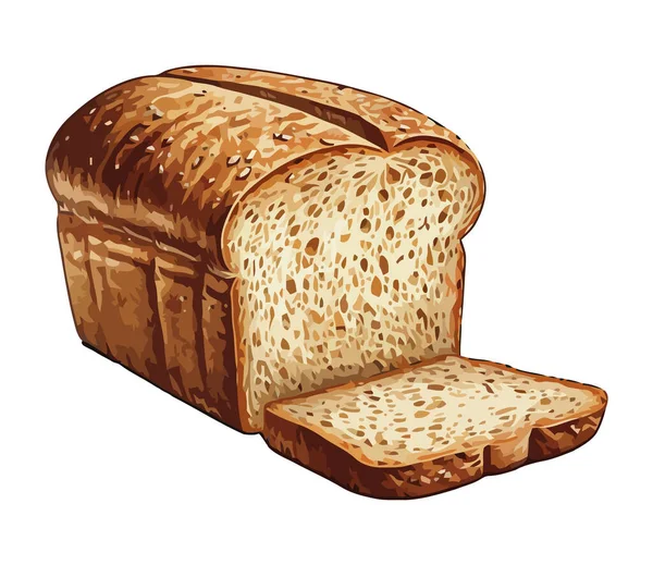 Čerstvě Upečený Chléb Zdravé Jídlo Radostná Ikona Izolované — Stockový vektor