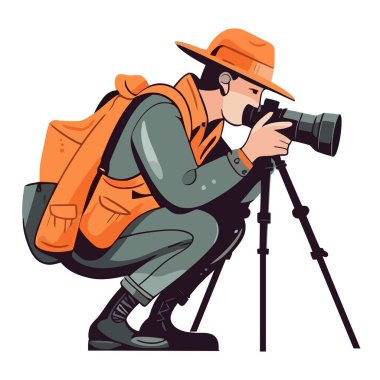 Profesyonel fotoğrafçı, izole edilmiş kamerayla donatılmış.