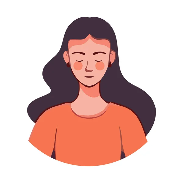 Cute Woman Closed Eyes Isolated Icon — Stock Vector