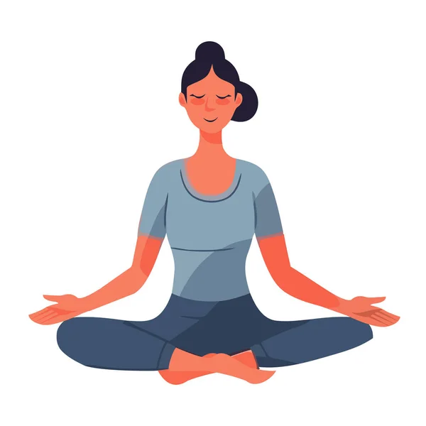 Gelassene Frau Praktiziert Yoga Lotusposition Zur Entspannung Isoliert — Stockvektor