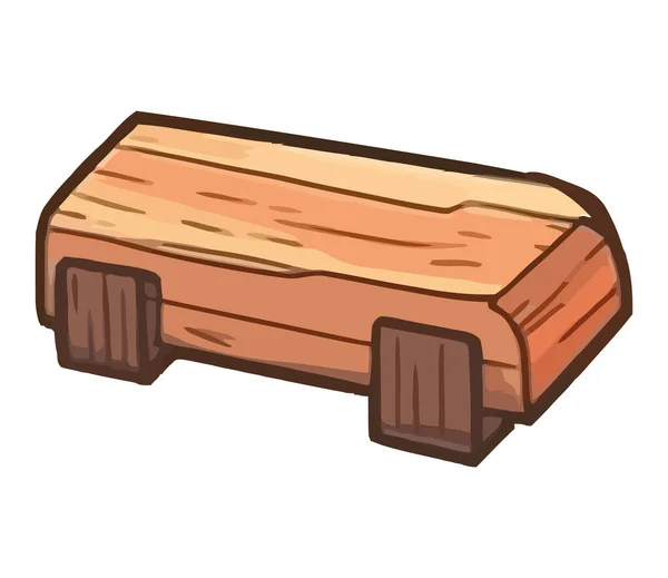 素朴で小さな木製のベンチが隔離され — ストックベクタ