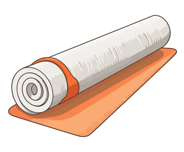 White Gym Mat Roll Icon Isolated — Stock Vector