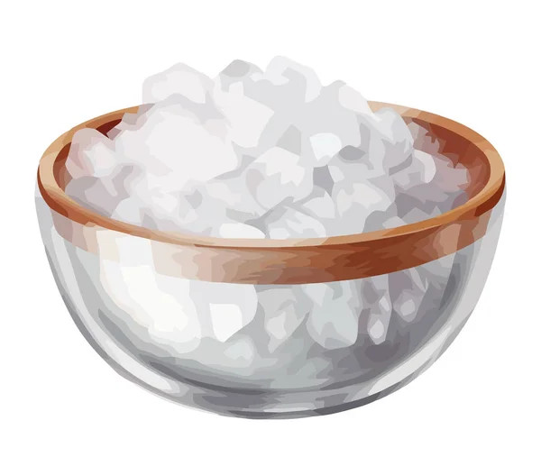 Organic Food Heap Crystal Bowl Close Icon Isolated — Stock Vector