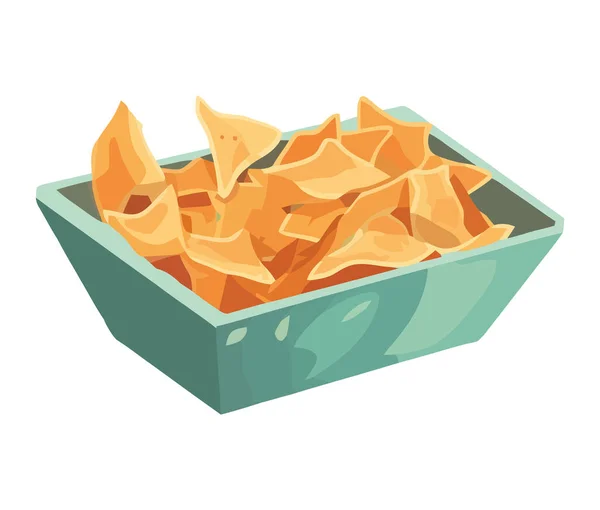 Fresh Appetizer Bowl Fried Nachos Icon Isolated — Stock Vector