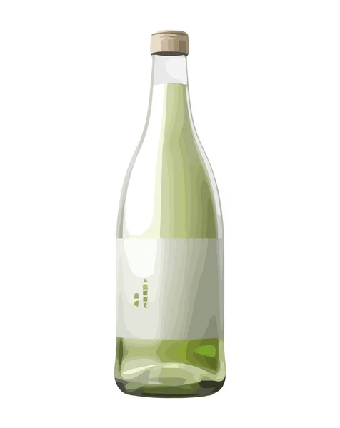 Освежающий Зеленый Напиток Прозрачной Стеклянной Бутылке Значок Изолирован — стоковый вектор