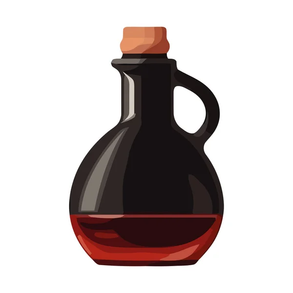 Transparante Glazen Fles Van Biologische Wijn Illustratie Pictogram Geïsoleerd — Stockvector