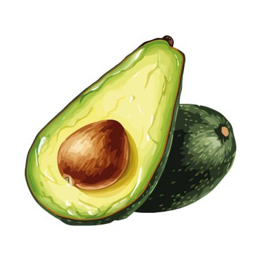 Taze avokado dilimi, doğa sağlıklı gurme ferahlatıcı ikon izole