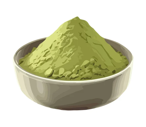 Organic Matcha Tea Bowl Illustration Icon Isolated — Stock Vector