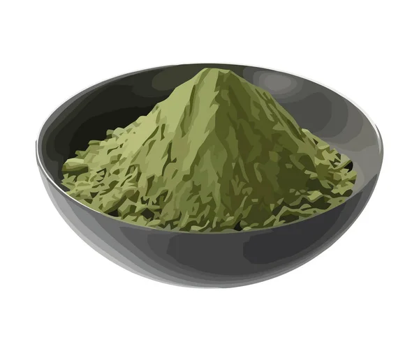 Healthy Matcha Tea Powder Fresh Organic Icon Isolated — Stock Vector
