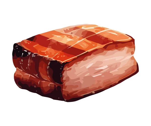 用古老的砖做的背景图标隔离了美味的猪肉 — 图库矢量图片