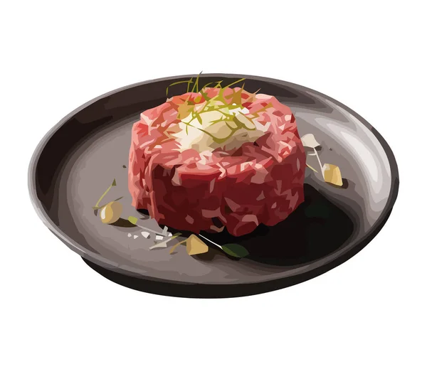 Изолированная Тарелка Здорового Мяса Овощей — стоковый вектор