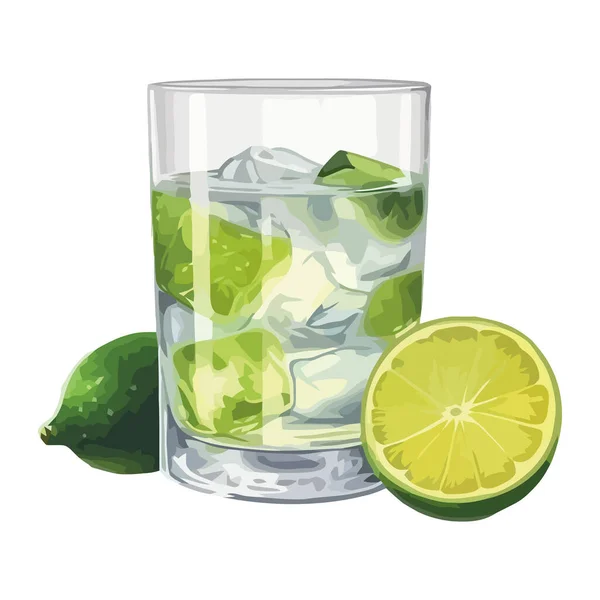 Uppfriskande Mojito Cocktail Med Citrusfrukt Och Mint Ikon Isolerad — Stock vektor