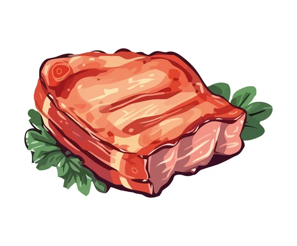 Ψητό Κρέας Φρέσκα Συστατικά Εικόνα Υγιεινής Διατροφής Απομονωμένη — Διανυσματικό Αρχείο