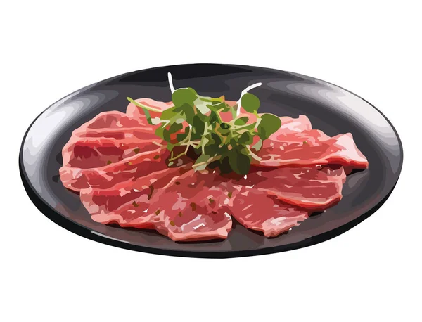 Steak Aloyau Fraîchement Grillé Sur Une Assiette Gastronomique Isolée — Image vectorielle