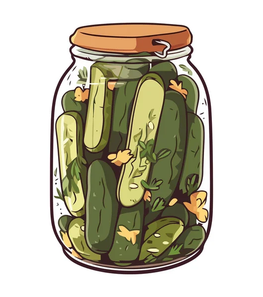 Frisch Eingelegte Gemüse Bio Hausgemachten Glas Symbol Isoliert — Stockvektor