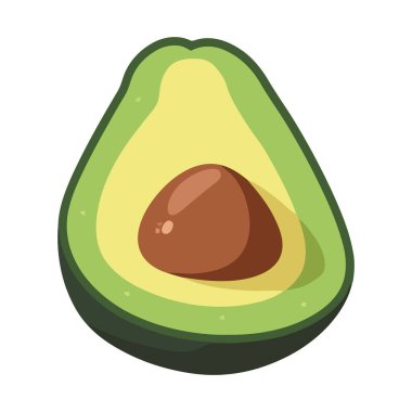 Taze avokado dilimi, sağlıklı atıştırma ikonu için mükemmel izole edilmiş.