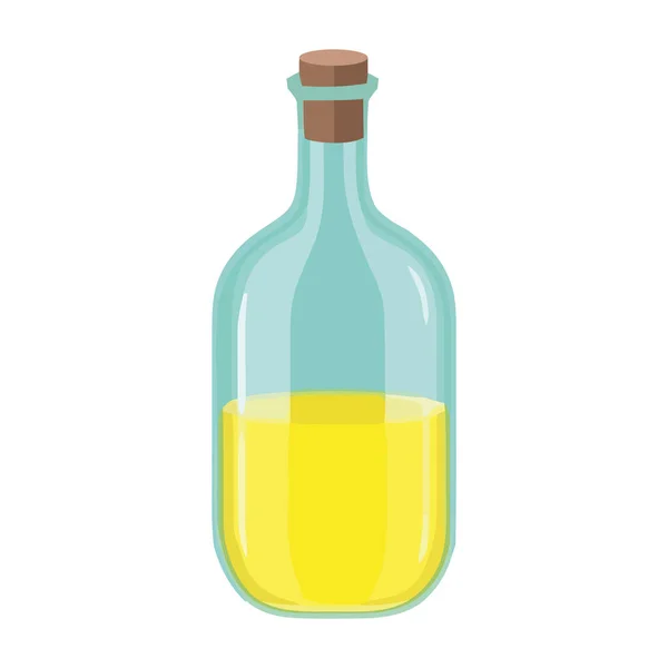Transparent Flaska Med Färsk Vätska Inuti Ikonen Isolerad — Stock vektor