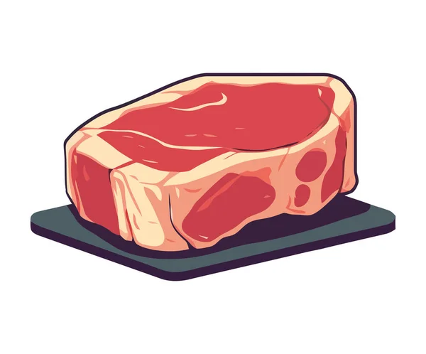 新鮮な豚肉ステーキの食事 グルメ料理のアイコンを隔離 — ストックベクタ