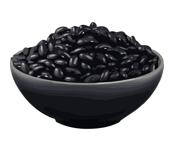 有機豆のボウル 健康的な食事 新鮮な食材のアイコンを隔離 — ストックベクタ