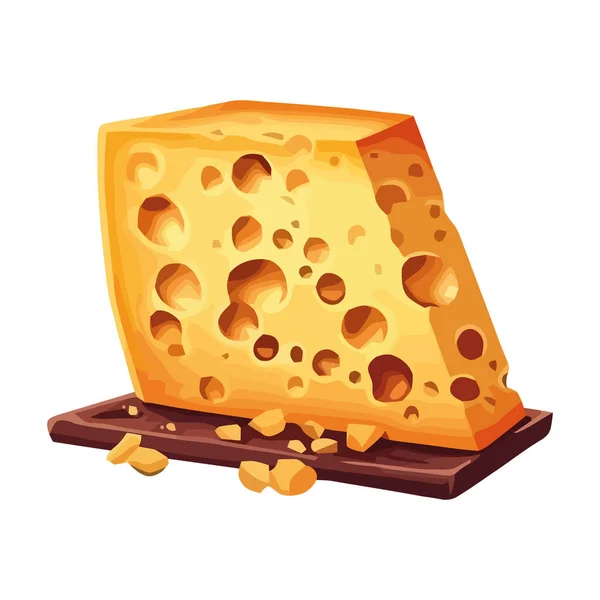 木のアイコンに新鮮な有機チーズのスライスを分離 — ストックベクタ