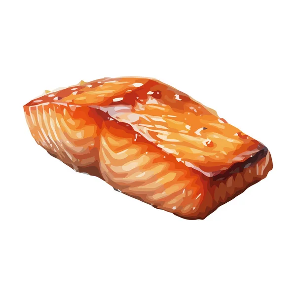 Filetto Pesce Fresco Grigliato Alla Perfezione Icona Isolata — Vettoriale Stock