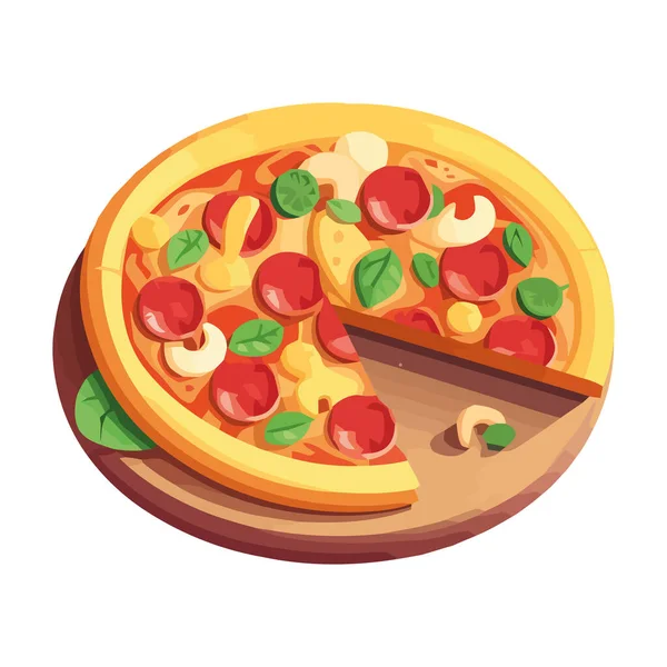 Їжа Піци Гурманів Свіжими Овочами Ясною Іконою Ізольовані — стоковий вектор