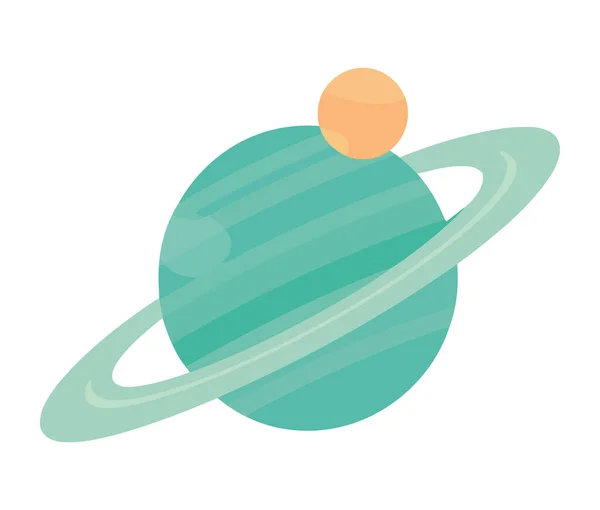 リングが孤立した宇宙外の緑の惑星 — ストックベクタ