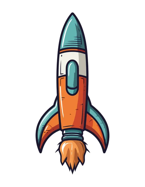 Rocket Ship Launches Orbit Isolated — Stock Vector