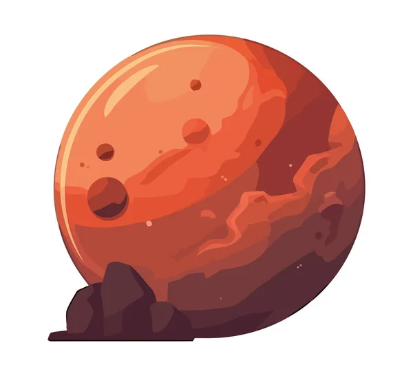 Rode Ruimte Buitenplaneet Pictogram Geïsoleerd — Stockvector