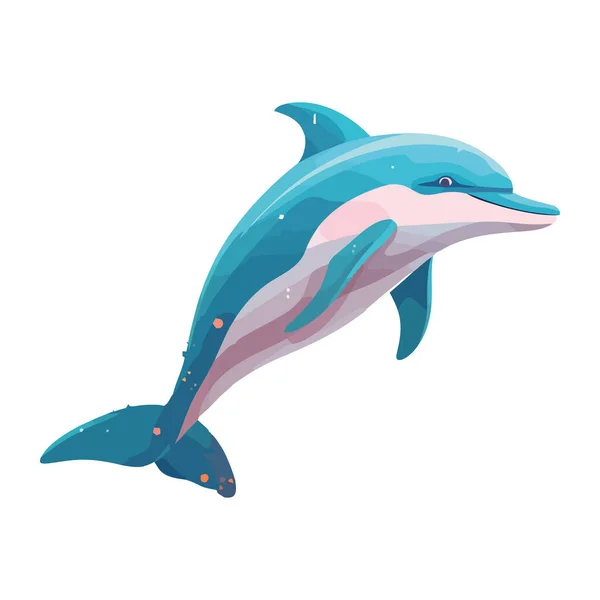 Cute Dolphin Jumps Cheerful Summer Isolated — Stock Vector