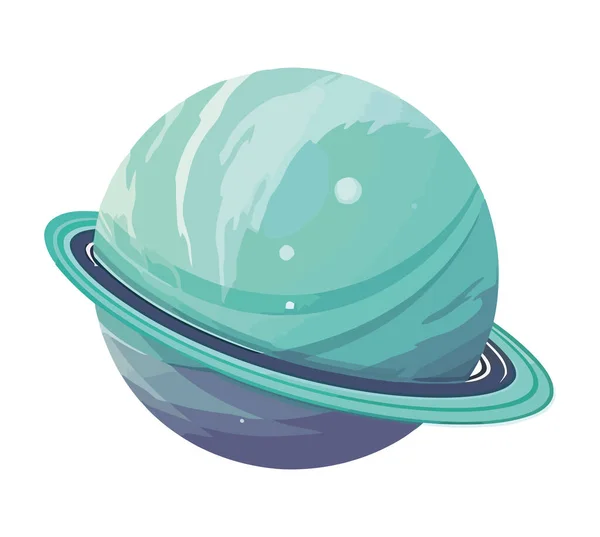Espaço Exterior Verde Saturno Planeta Ícone Isolado —  Vetores de Stock